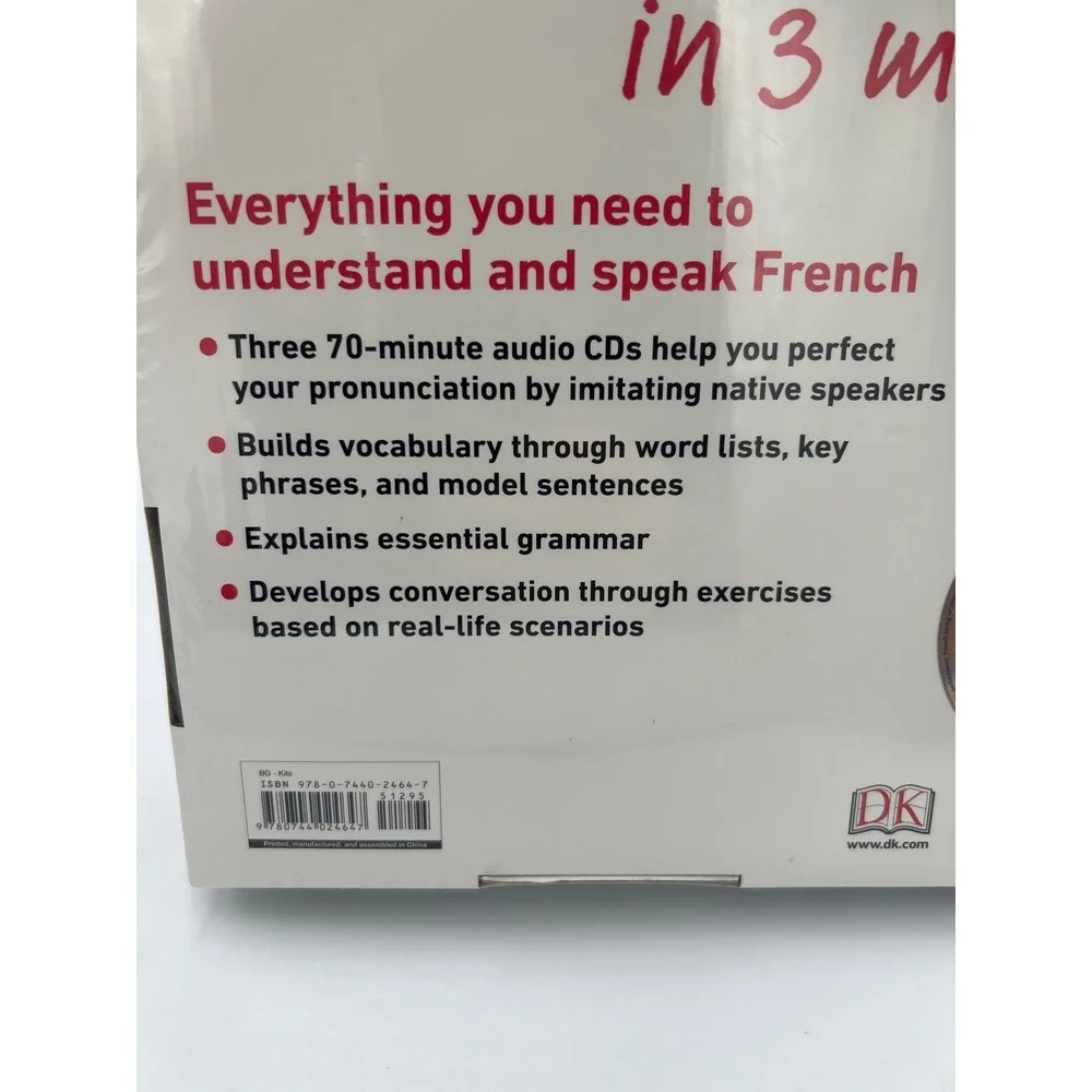 DK Publishing French in 3 Months CD Language Course Hugo Essential Guide New